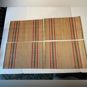 4 Bamboo placemats reversible foldable for storage 18”X12” made in Japan